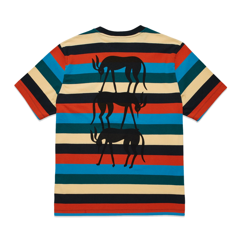 by Parra Stacked Pets on Stripes T-Shirt 'Multi'