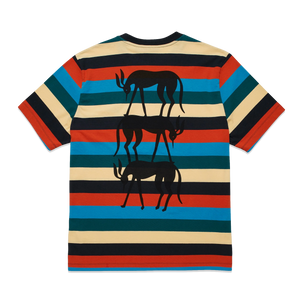 
                  
                    Load image into Gallery viewer, by Parra Stacked Pets on Stripes T-Shirt &amp;#39;Multi&amp;#39;
                  
                