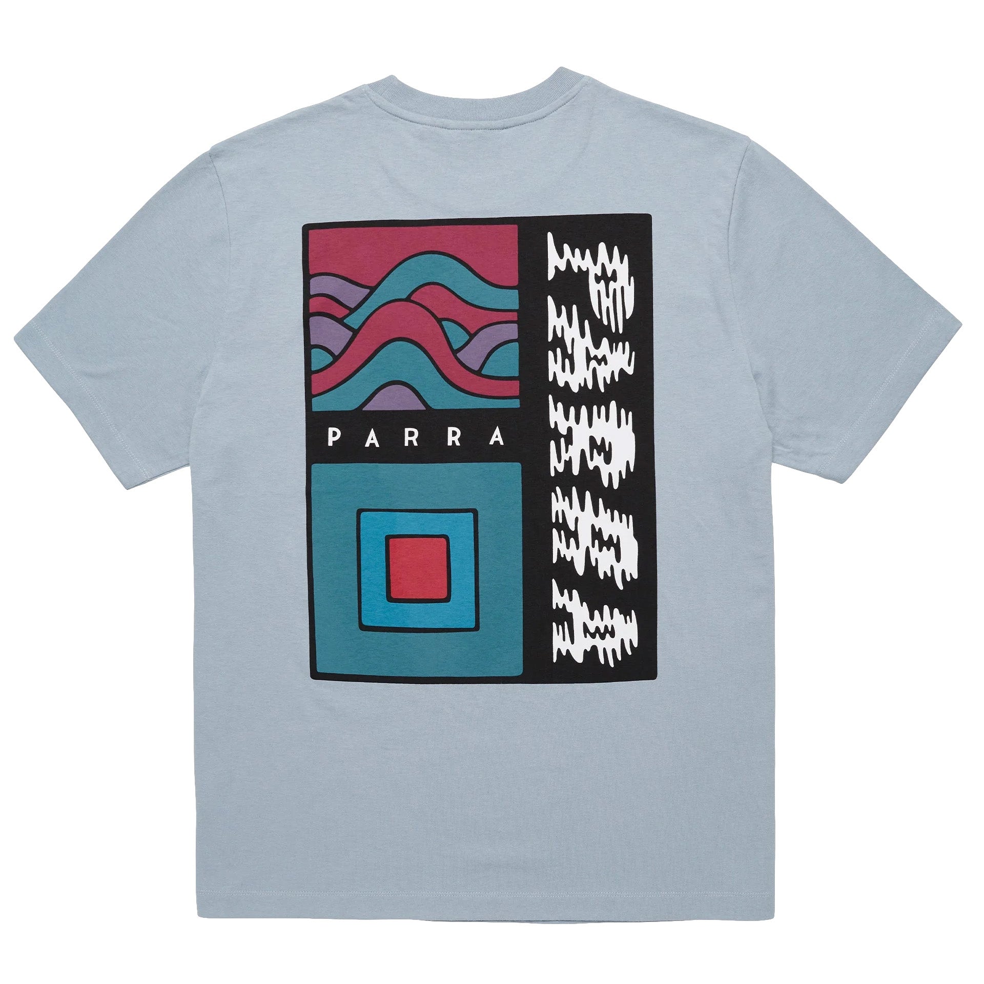 by Parra Wave Block Tremors T-Shirt 'Dusty Blue'