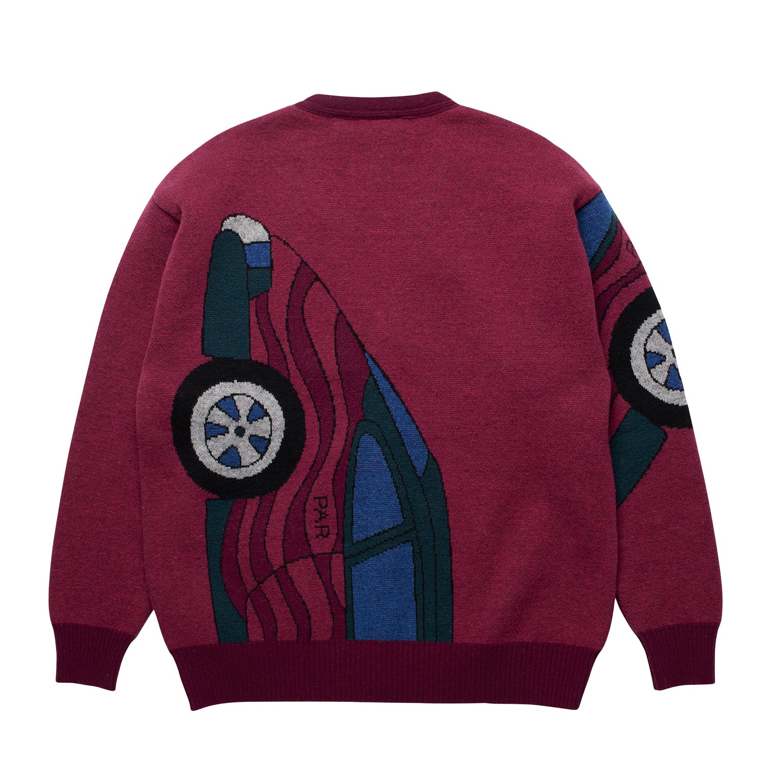 Parra no parking knitted cardigan 'Beet Red'