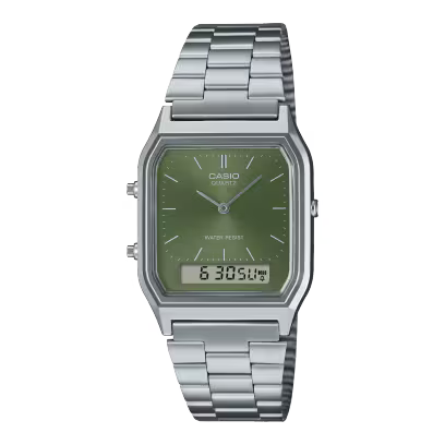 Casio Vintage 'Silver Watch with Green Dial'