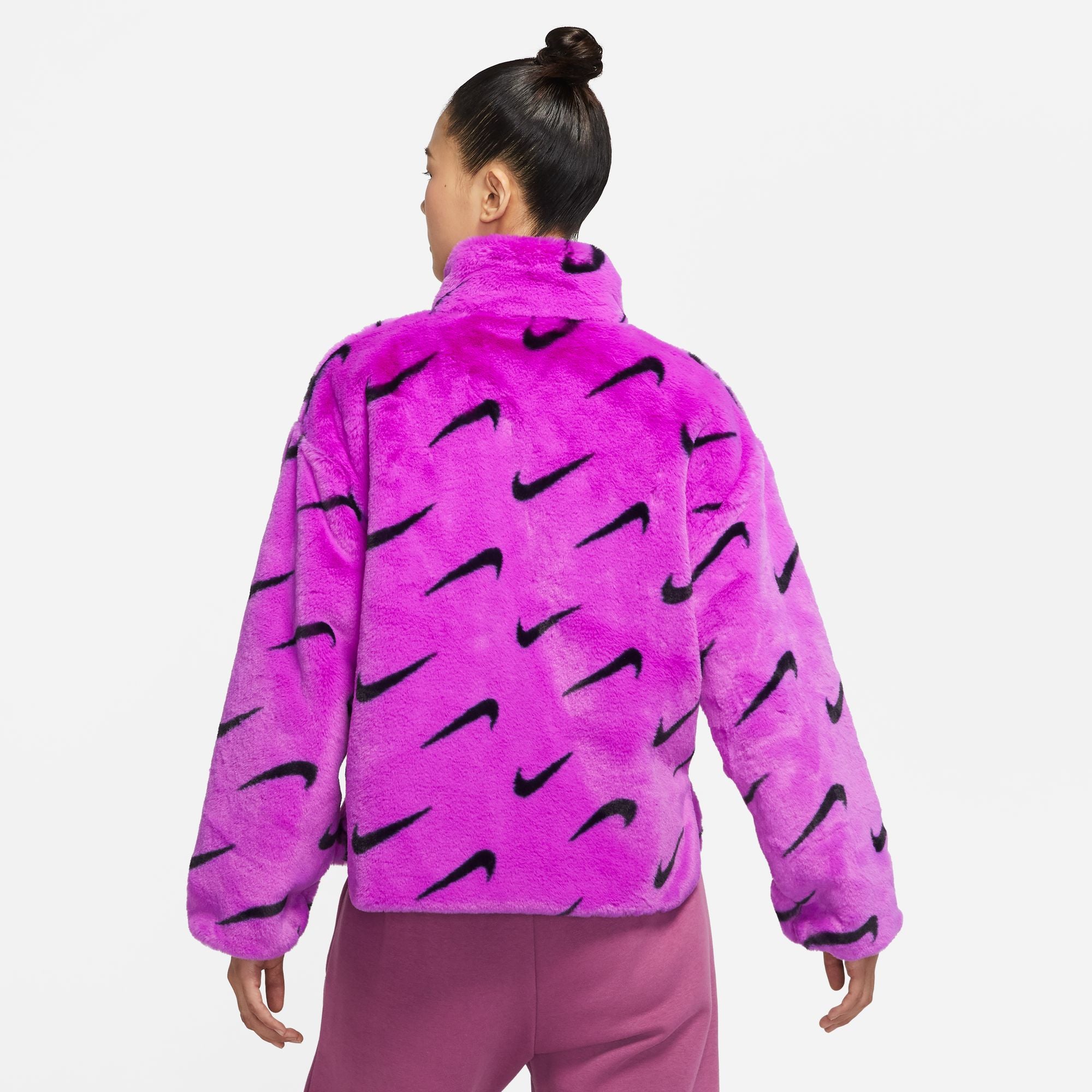 Womens Nike Sportswear Logo Faux Fur Jacket 'Purple'
