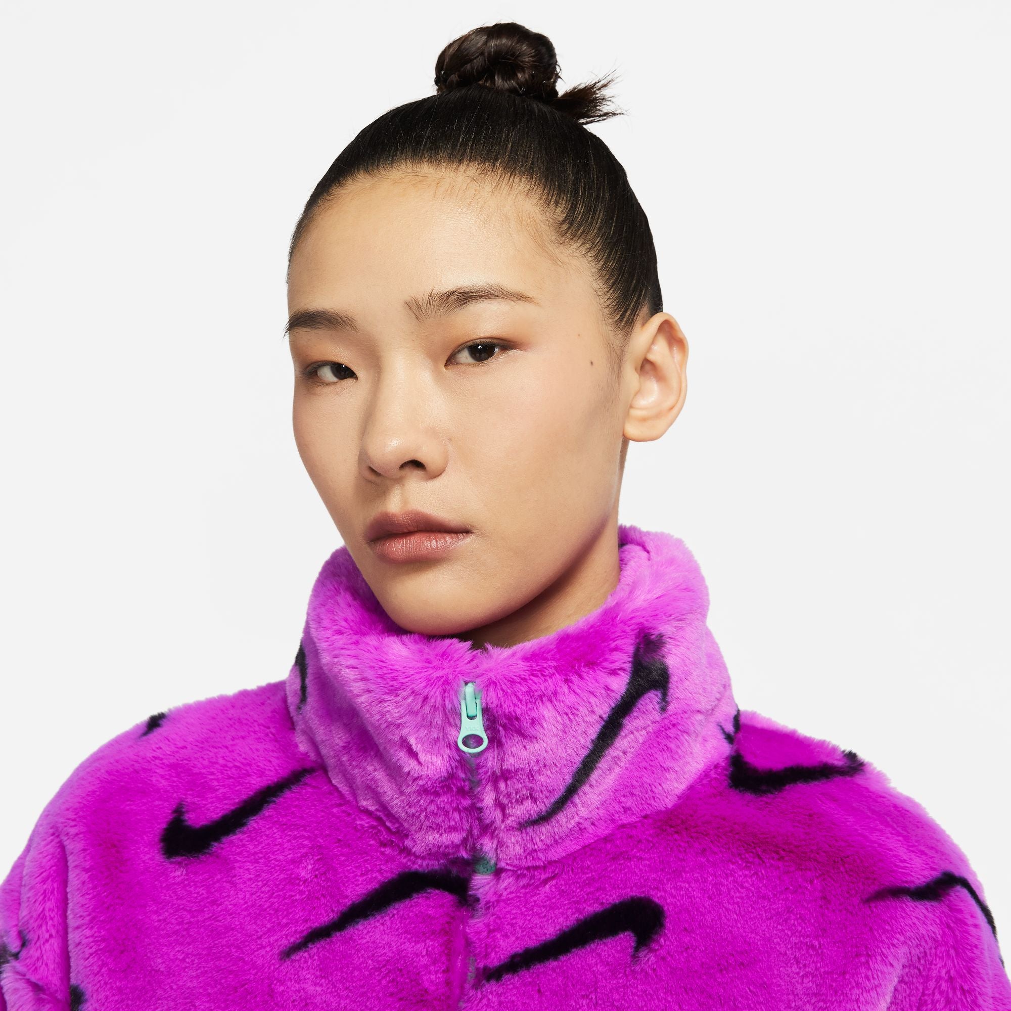 Womens Nike Sportswear Logo Faux Fur Jacket 'Purple'