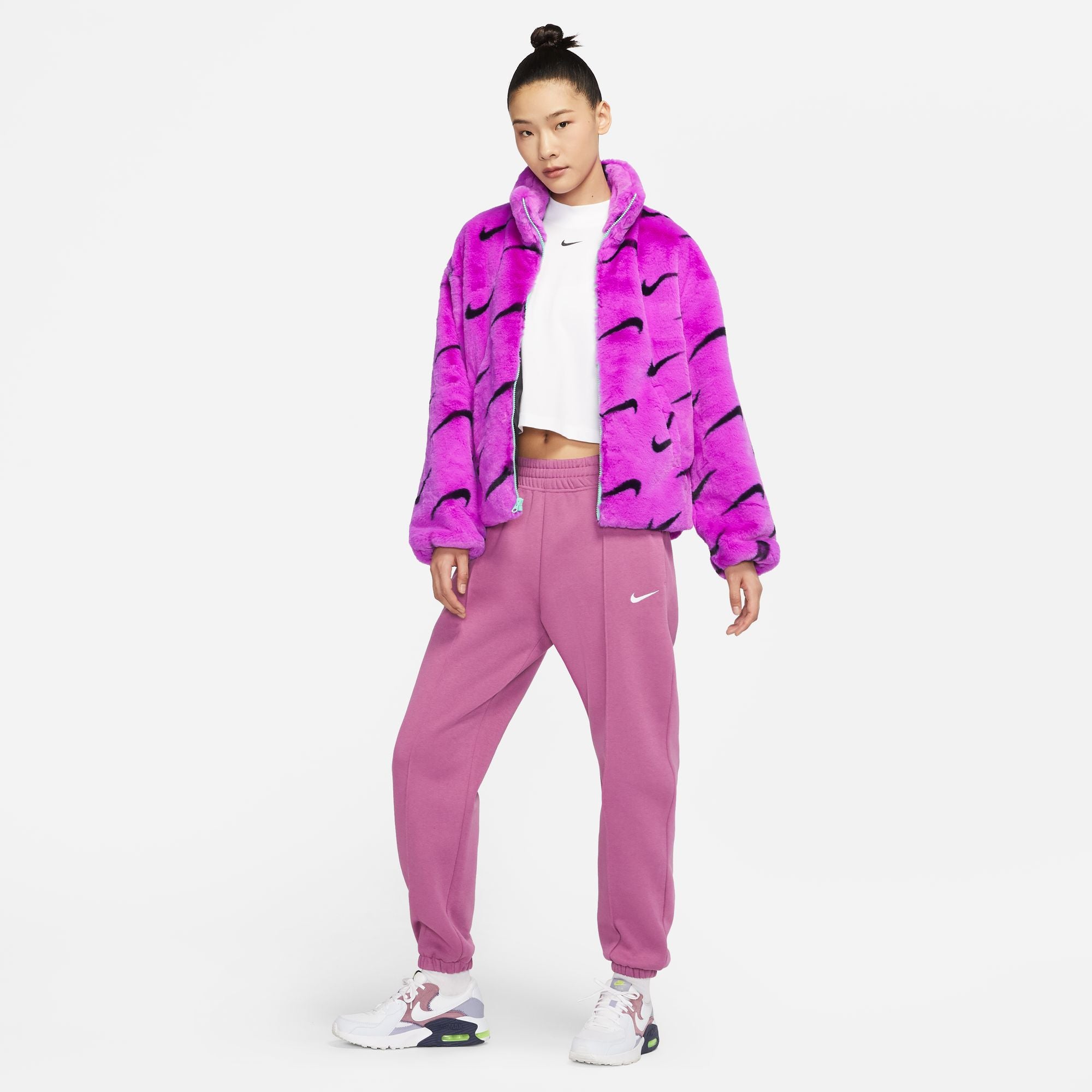 Womens Nike Sportswear Logo Faux Fur Jacket 'Purple'