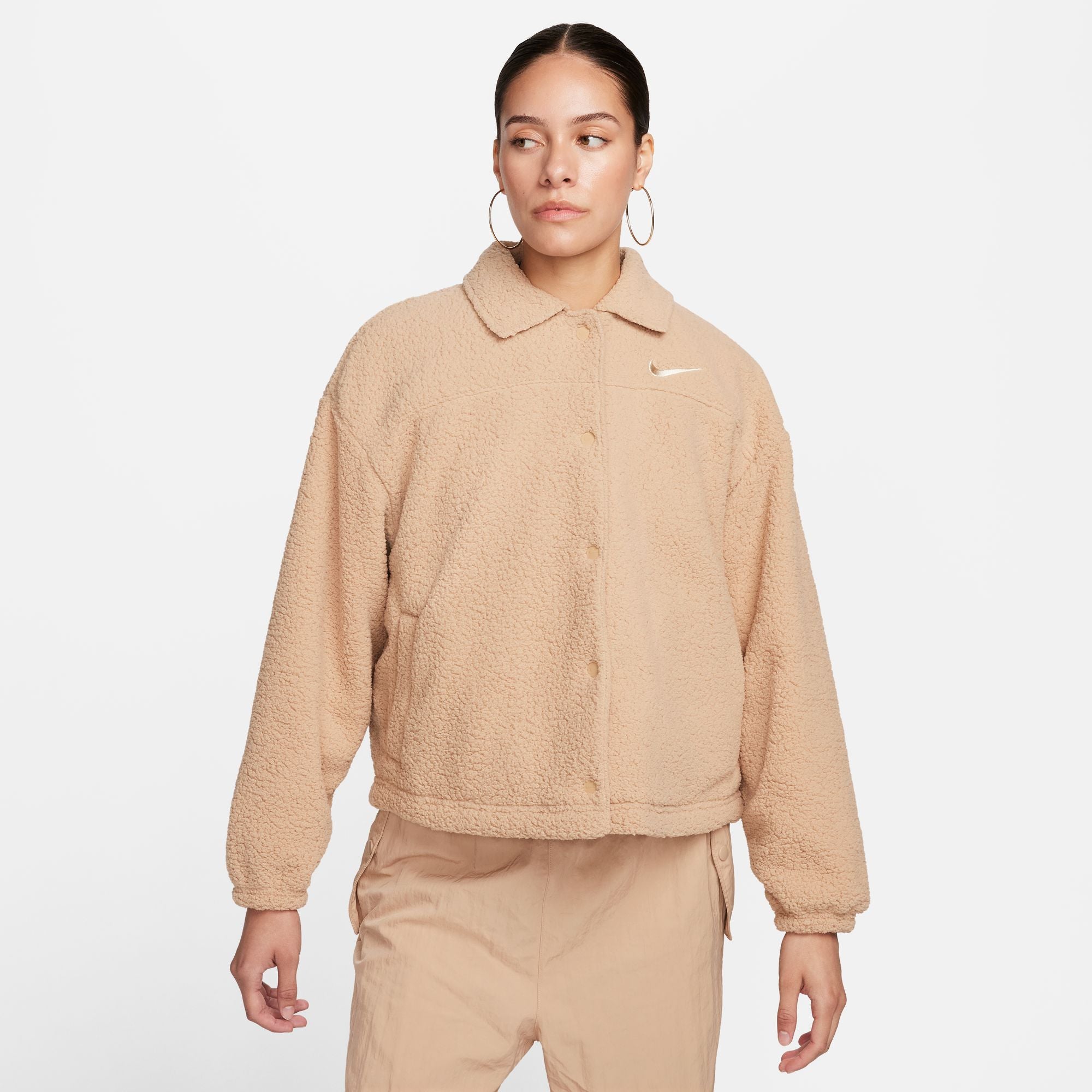 Womens Nike Collared Sherpa Jacket 'Hemp'