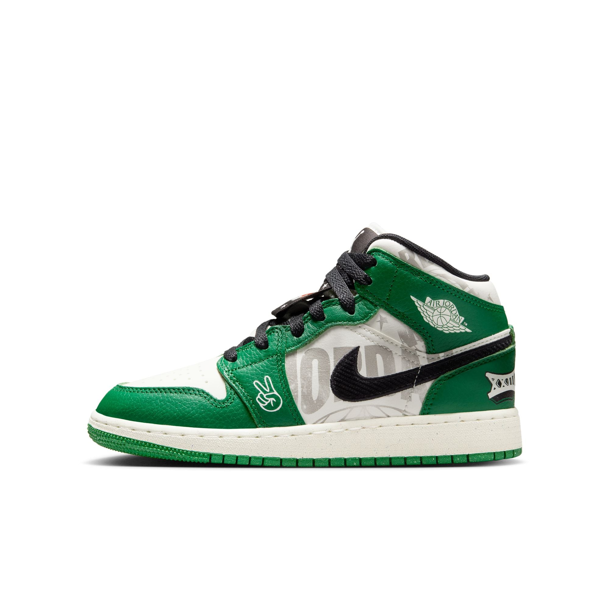 Youth Air Jordan 1 Mid SE (GS) ‘Pine Green/Sail-Black'