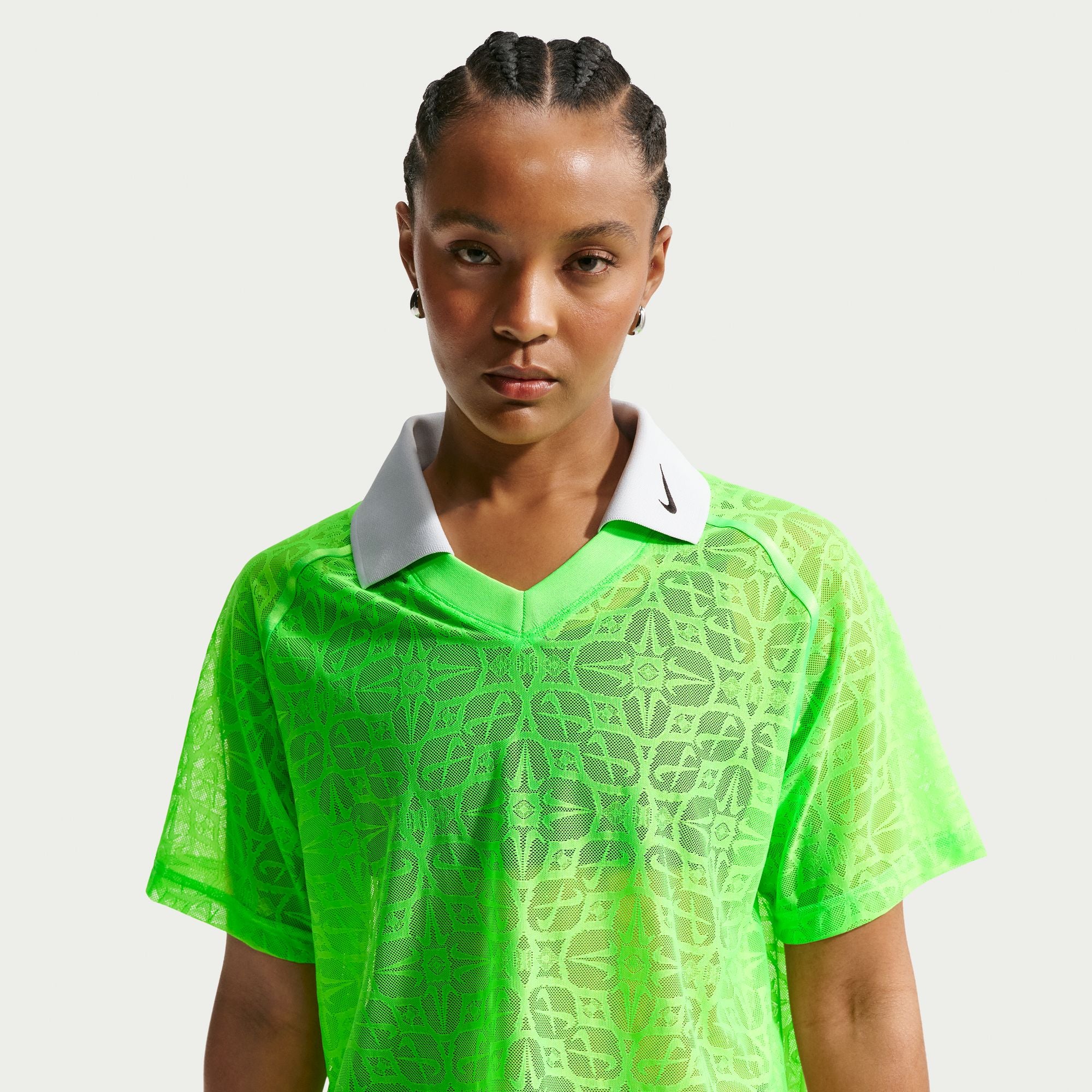 Nike Sportswear Women's Loose Lace Polo Jersey Top 'Green Strike'