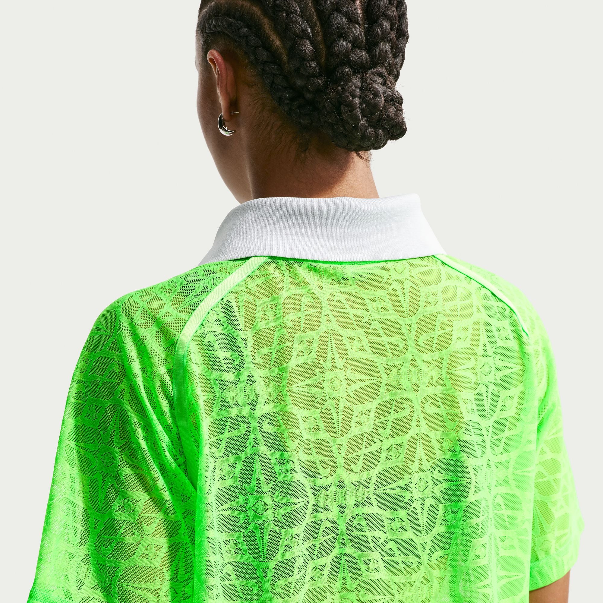 Nike Sportswear Women's Loose Lace Polo Jersey Top 'Green Strike'