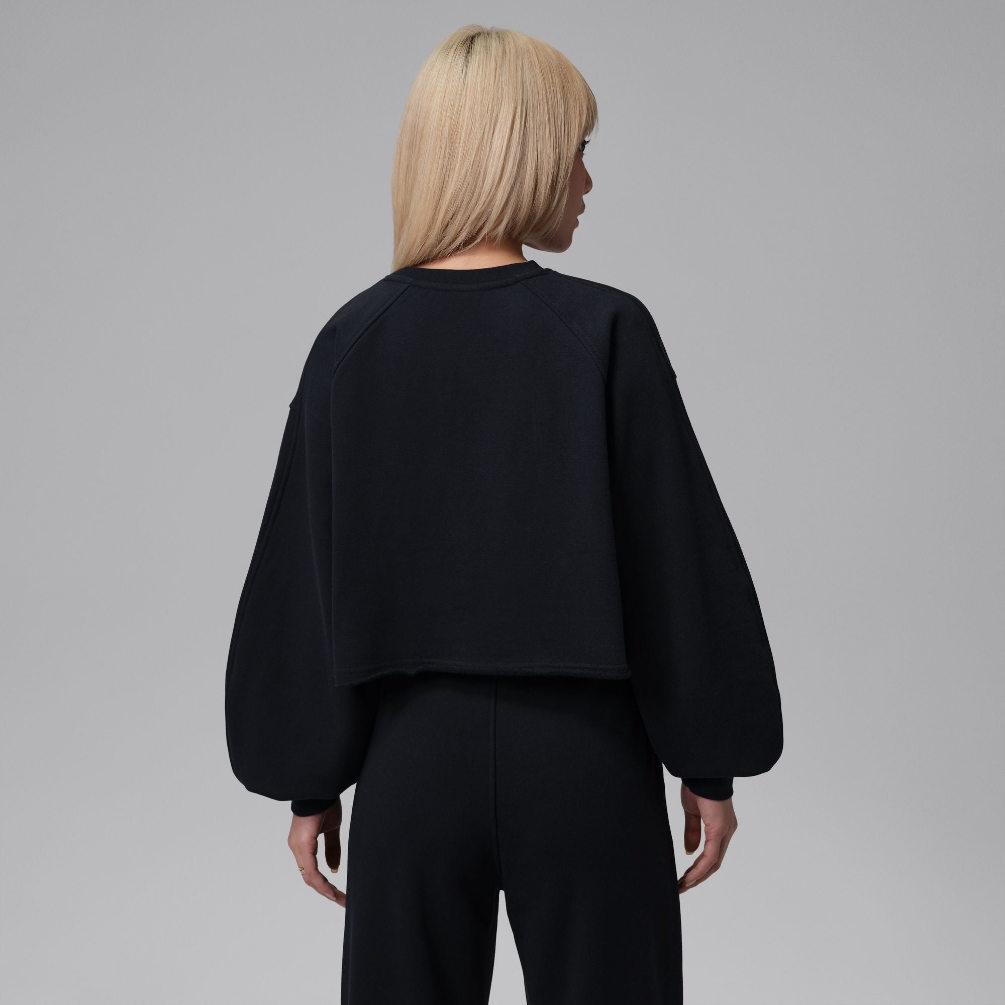 Womens Jordan Flight Fleece Mod-Crop Crewneck Sweatshirt 'Black'