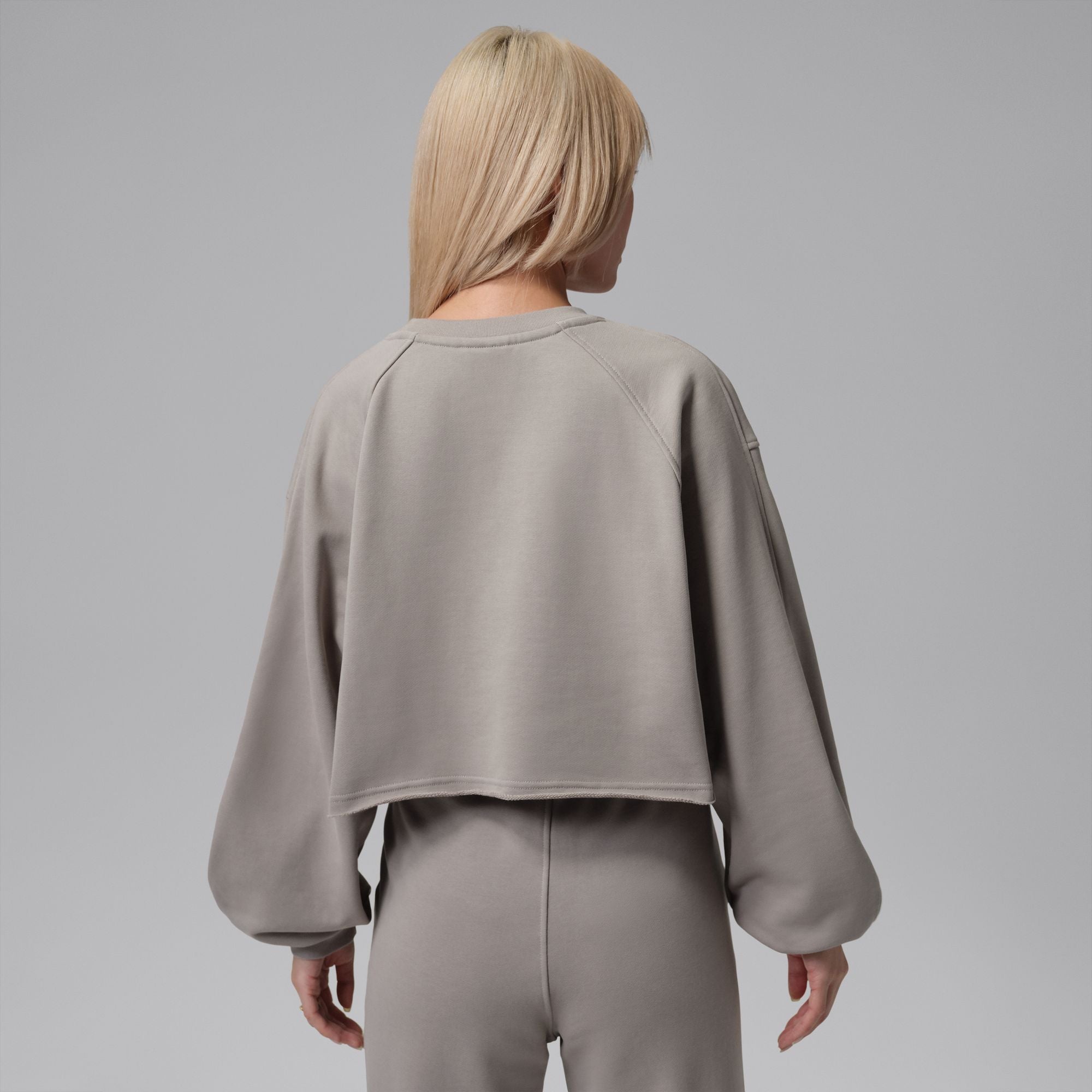 Womens Jordan Flight Fleece Mod-Crop Crewneck Sweatshirt 'Enigma Stone'