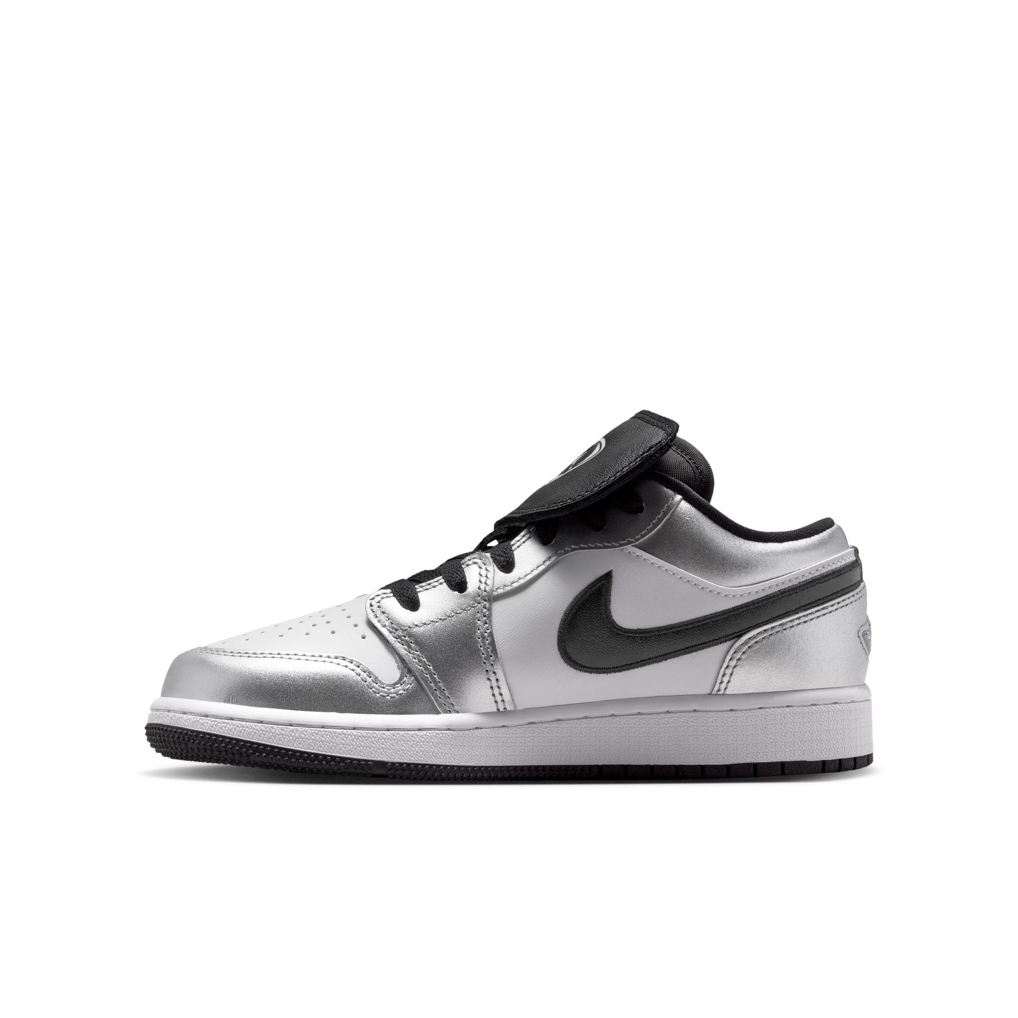 Youth Air Jordan 1 Low SE 'Metallic Silver Tiempo'