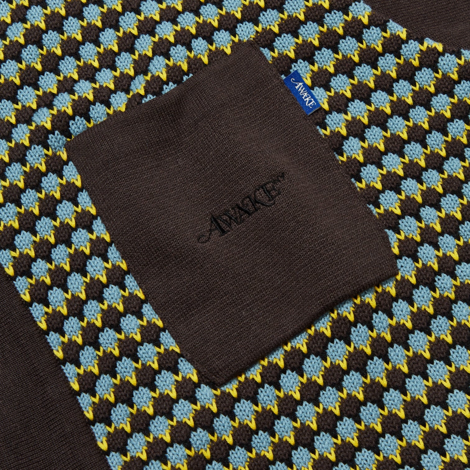 Awake Knit Crochet Short Sleeve Button Down Shirt 'Brown'