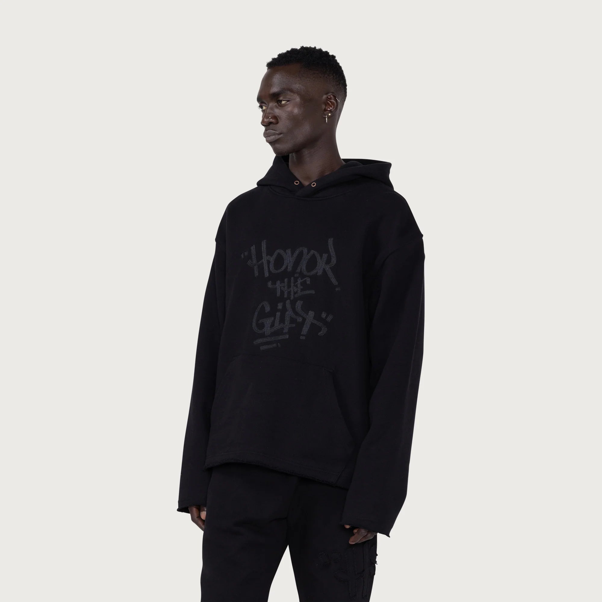 Honor The Gift Fall Script Embroidered Hoodie 'Black'