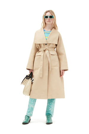 
                  
                    Load image into Gallery viewer, Ganni Heavy Twill Oversized Trench Coat &amp;#39;Khaki&amp;#39;
                  
                