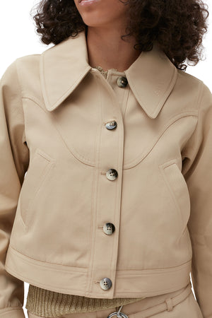 
                  
                    Load image into Gallery viewer, Ganni Heavy Twill Short Jacket &amp;#39;Khaki&amp;#39;
                  
                