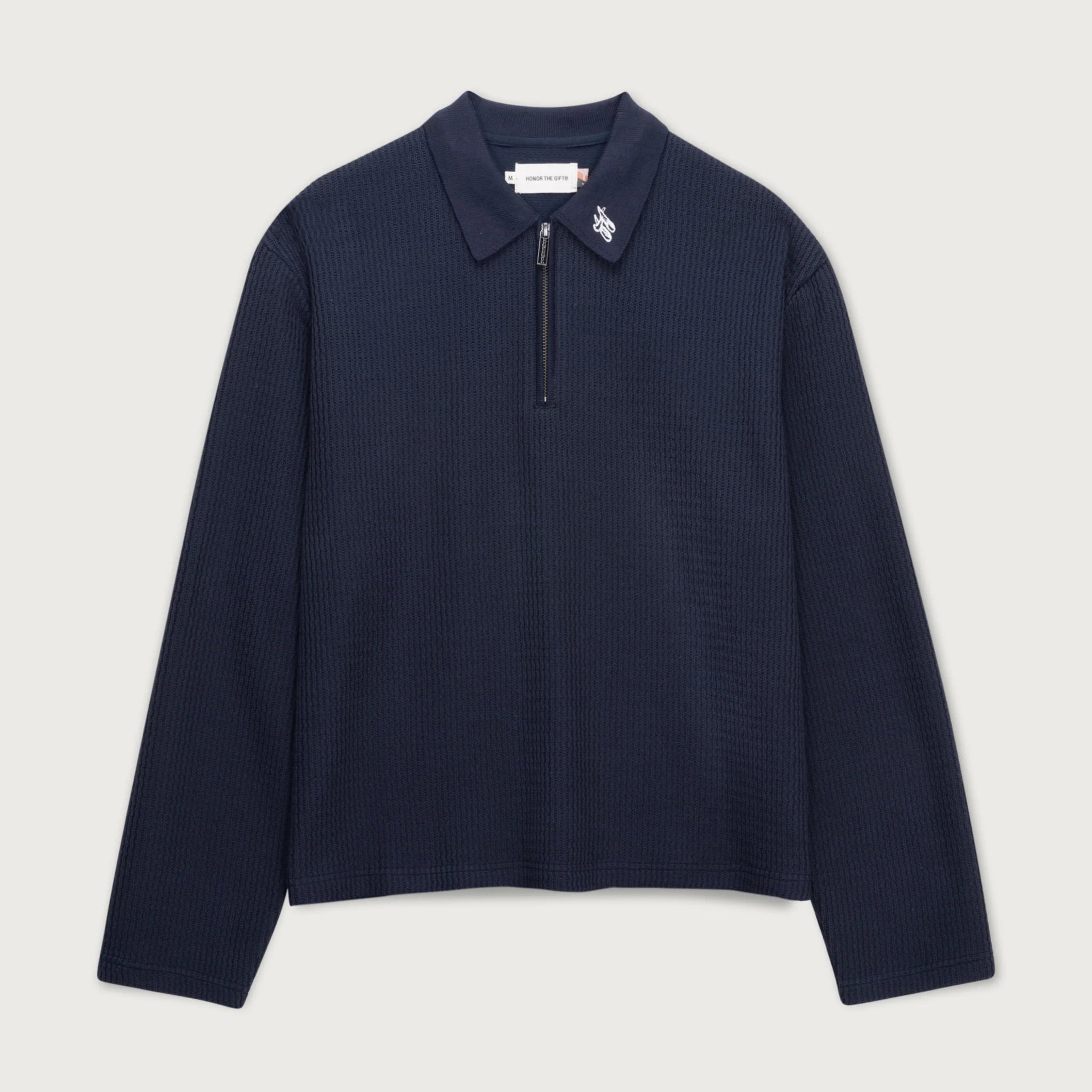 Honor The Gift Wavy Knit L/S Polo 'Navy'