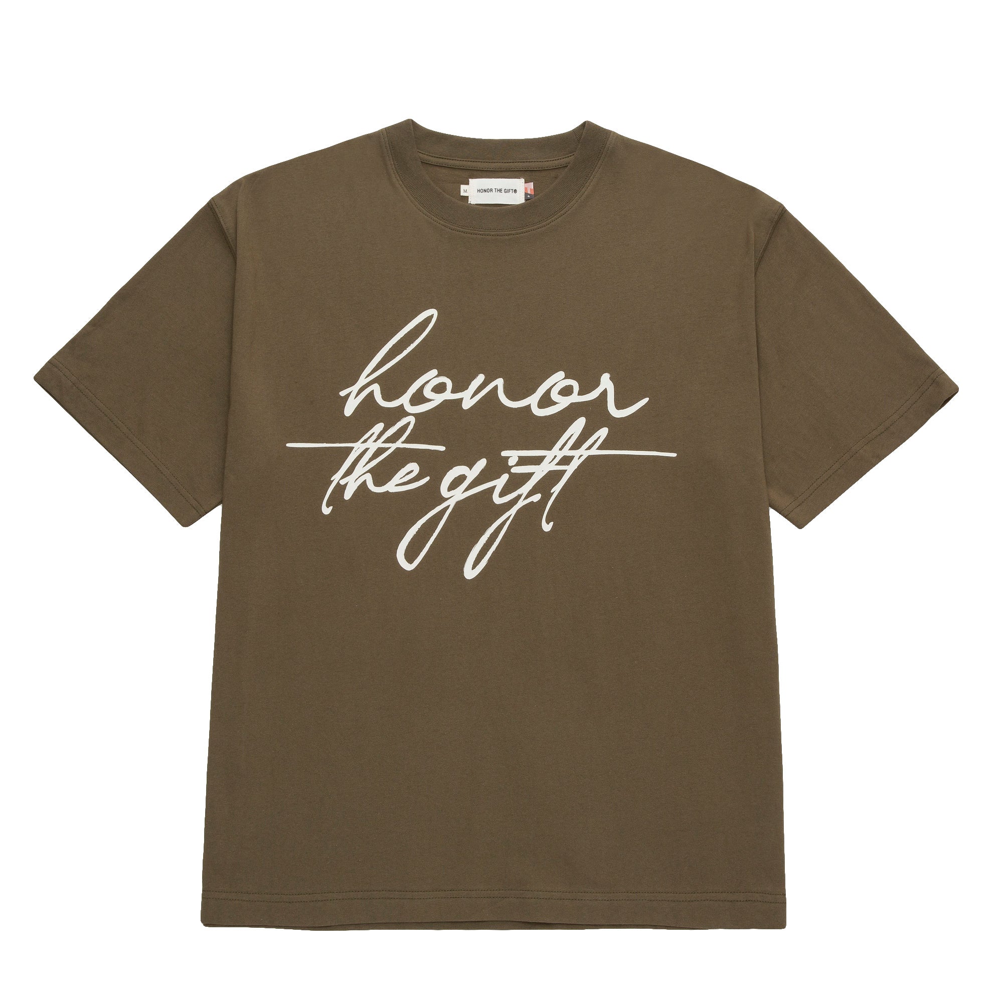 Honor The Gift Script T-Shirt 'Olive'