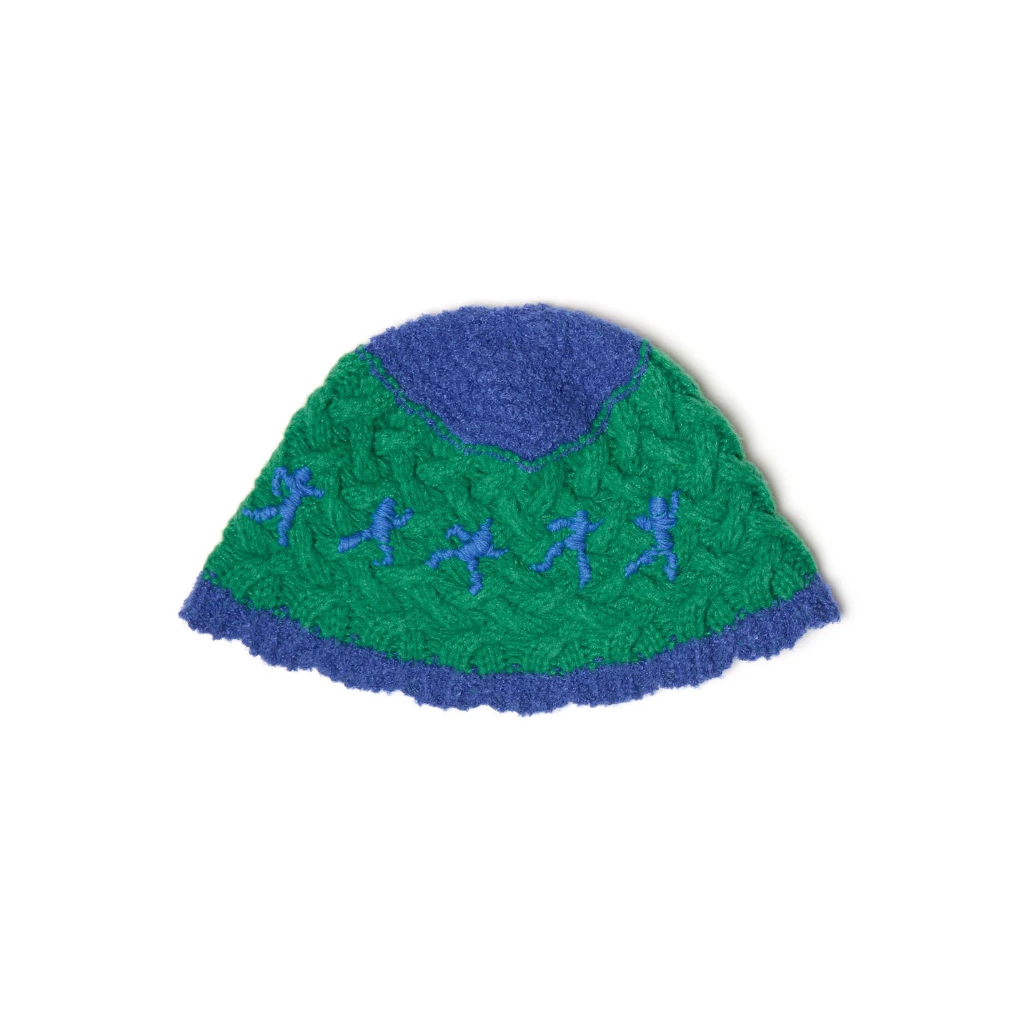 Kidsuper Running man crochet hat- Green/Blue