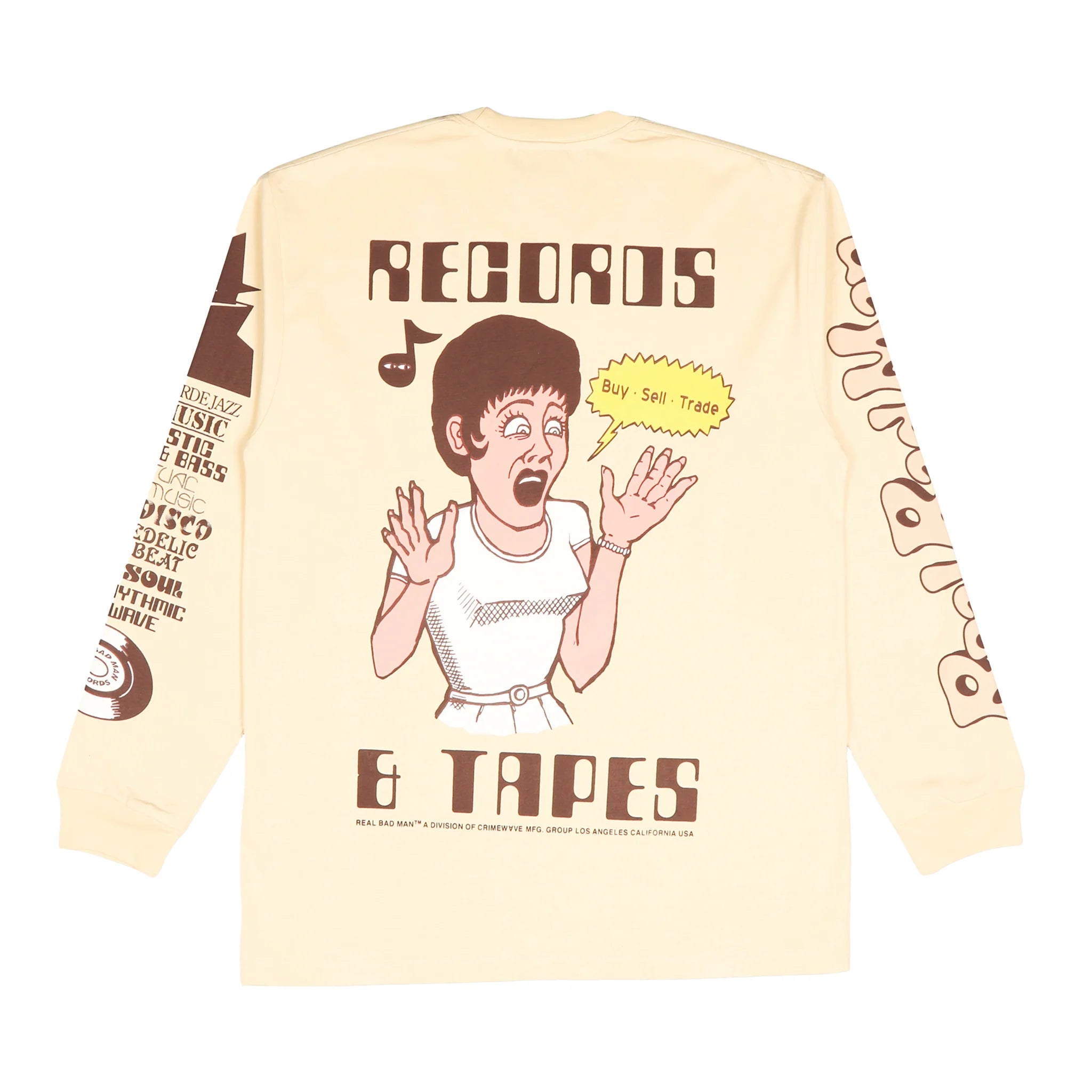Real Bad Man Records And Tapes LS Tee 'Muted Yellow'