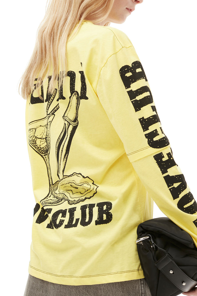 
                  
                    Load image into Gallery viewer, Ganni Layered Long Sleeve T-Shirt &amp;#39;Yellow&amp;#39;
                  
                