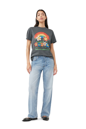 
                  
                    Load image into Gallery viewer, Ganni Basic Rainbow Relaxed T-Shirt &amp;#39;Volcanic Ash&amp;#39;
                  
                