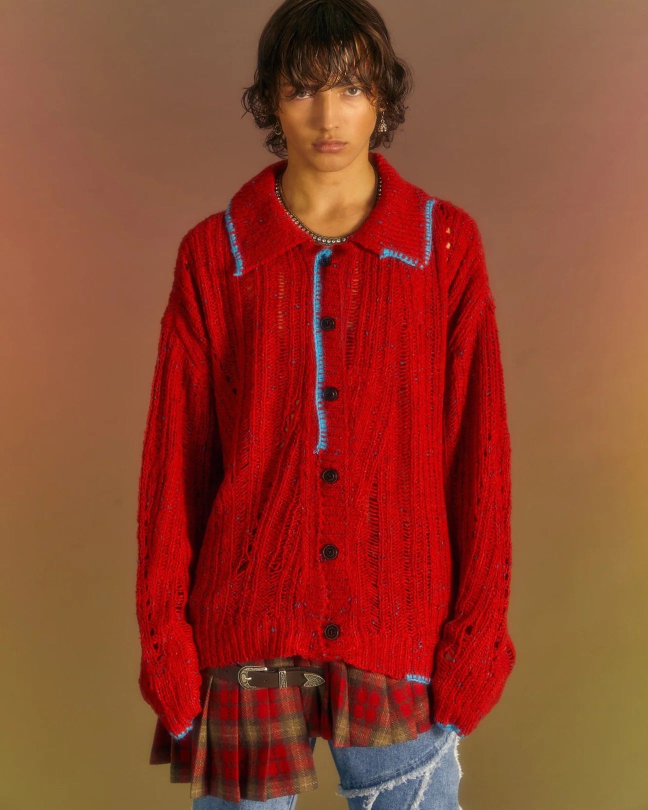 Red wool cardigan hotsell