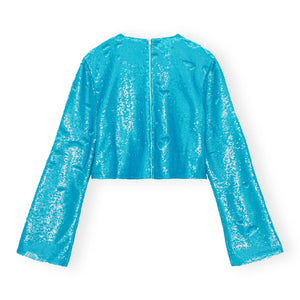
                  
                    Load image into Gallery viewer, Ganni Sequins Blouse &amp;#39;Blue&amp;#39;
                  
                