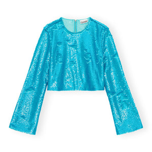 
                  
                    Load image into Gallery viewer, Ganni Sequins Blouse &amp;#39;Blue&amp;#39;
                  
                