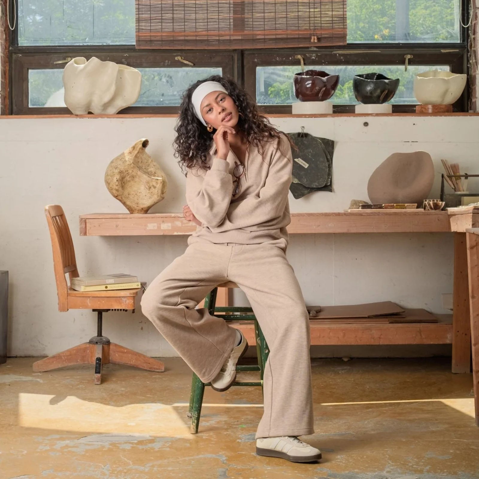 Kuwalla Tee Arya Plush Wideleg Sweatpants 'Melange Beige'