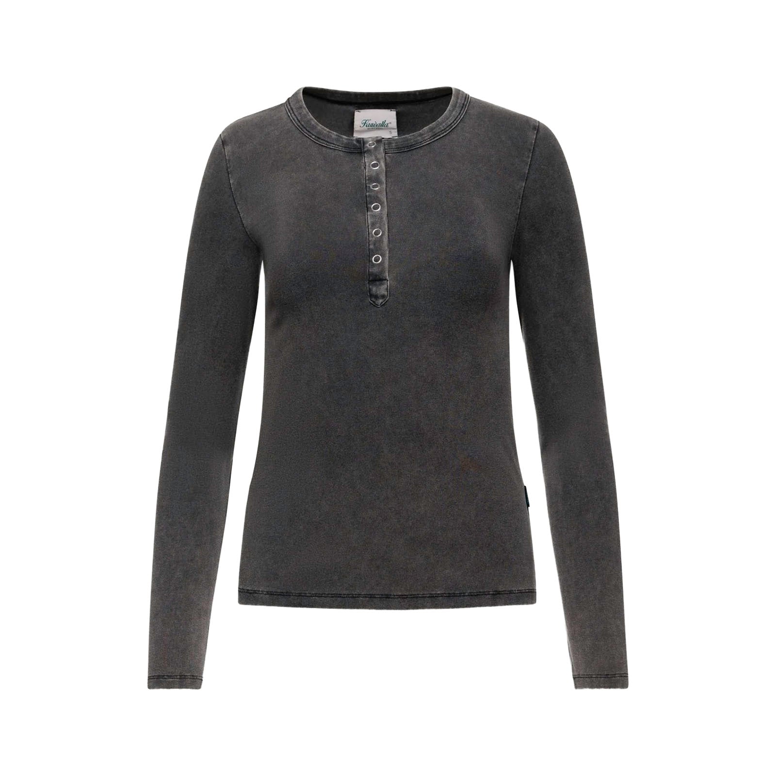Kuwalla Tee Sadie Vintage Henley 'Washed Black'