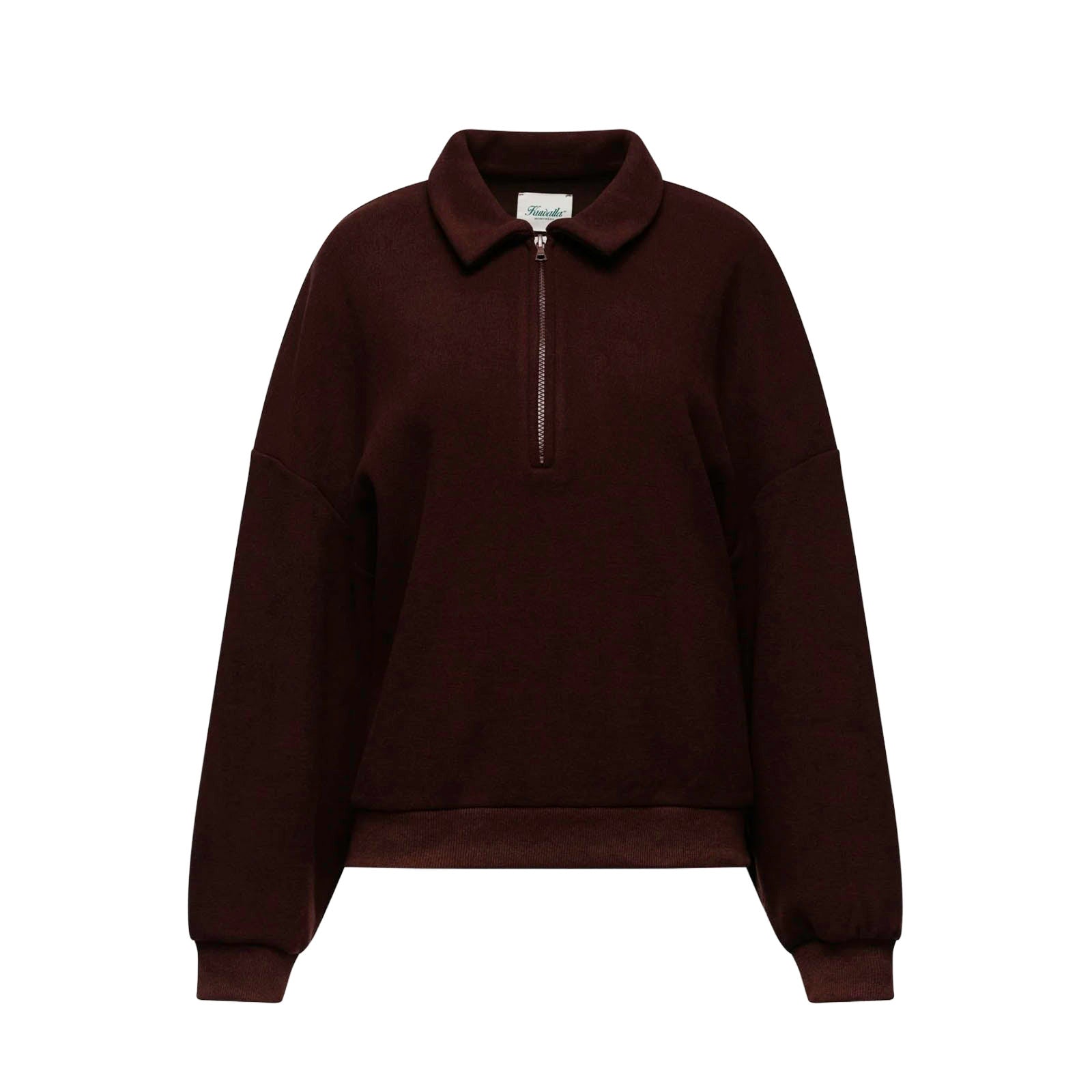 Kuwalla Tee Gabbie Plush Polo Quarter-Zip 'Chocolate Brown'