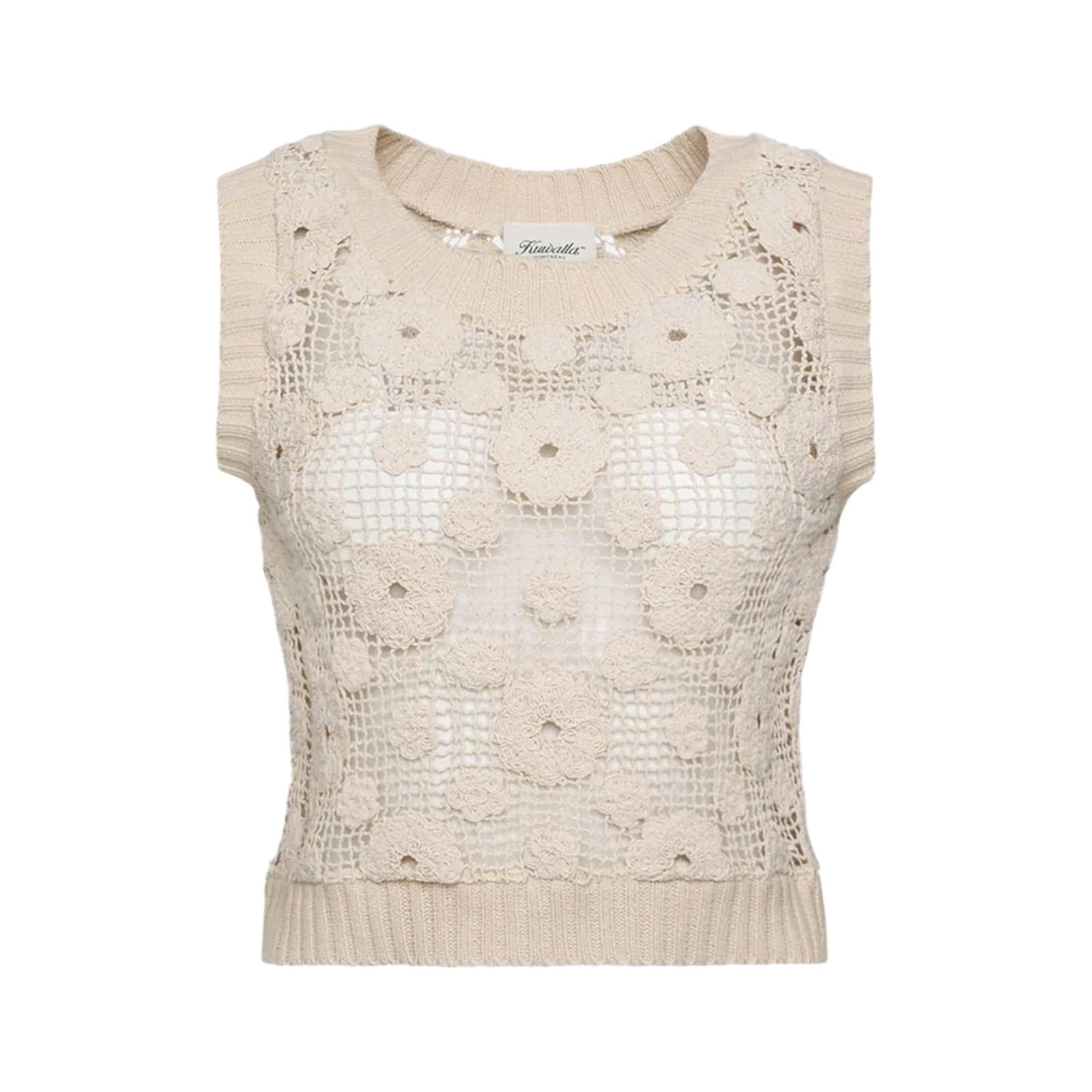 Kuwalla Tee Dahlia Crochet Vest 'Cream'