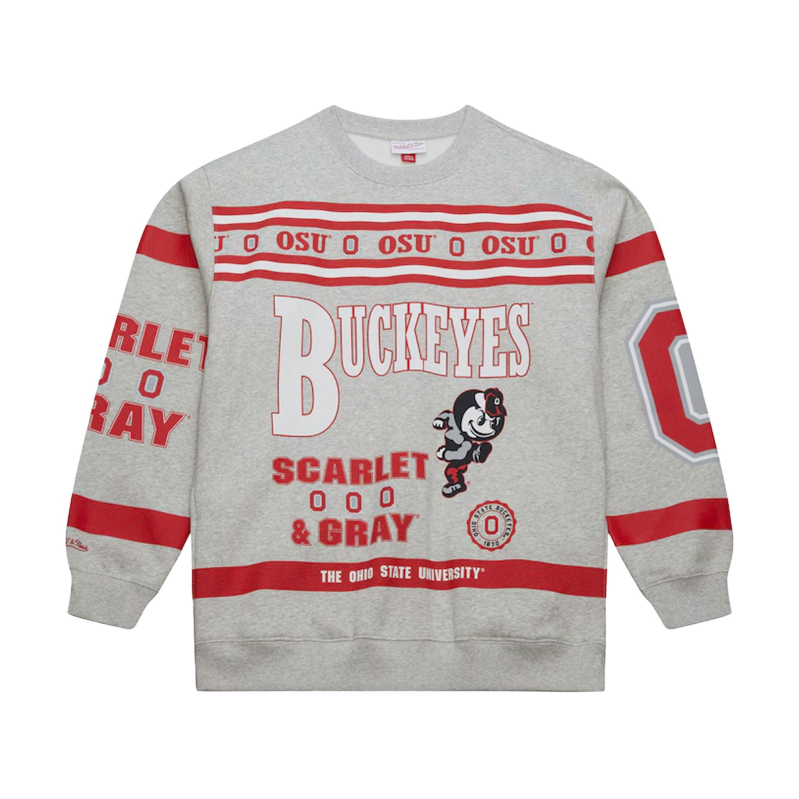 Mitchell & Ness NCAA All Over Print Crewneck Ohio State Buckeyes