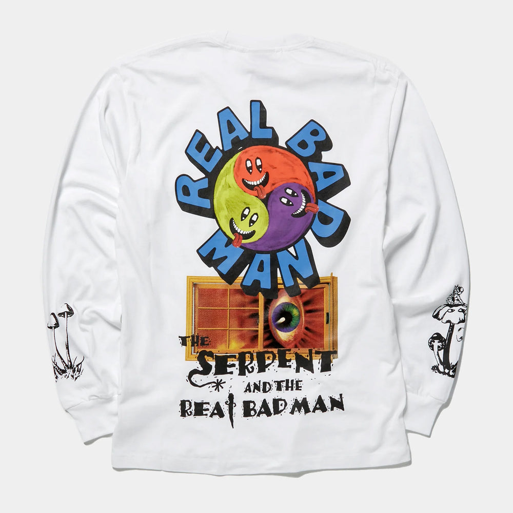 
                  
                    Load image into Gallery viewer, Real Bad Man Hallucinogenic Wiz Long Sleeve T-Shirt &amp;#39;White&amp;#39;
                  
                