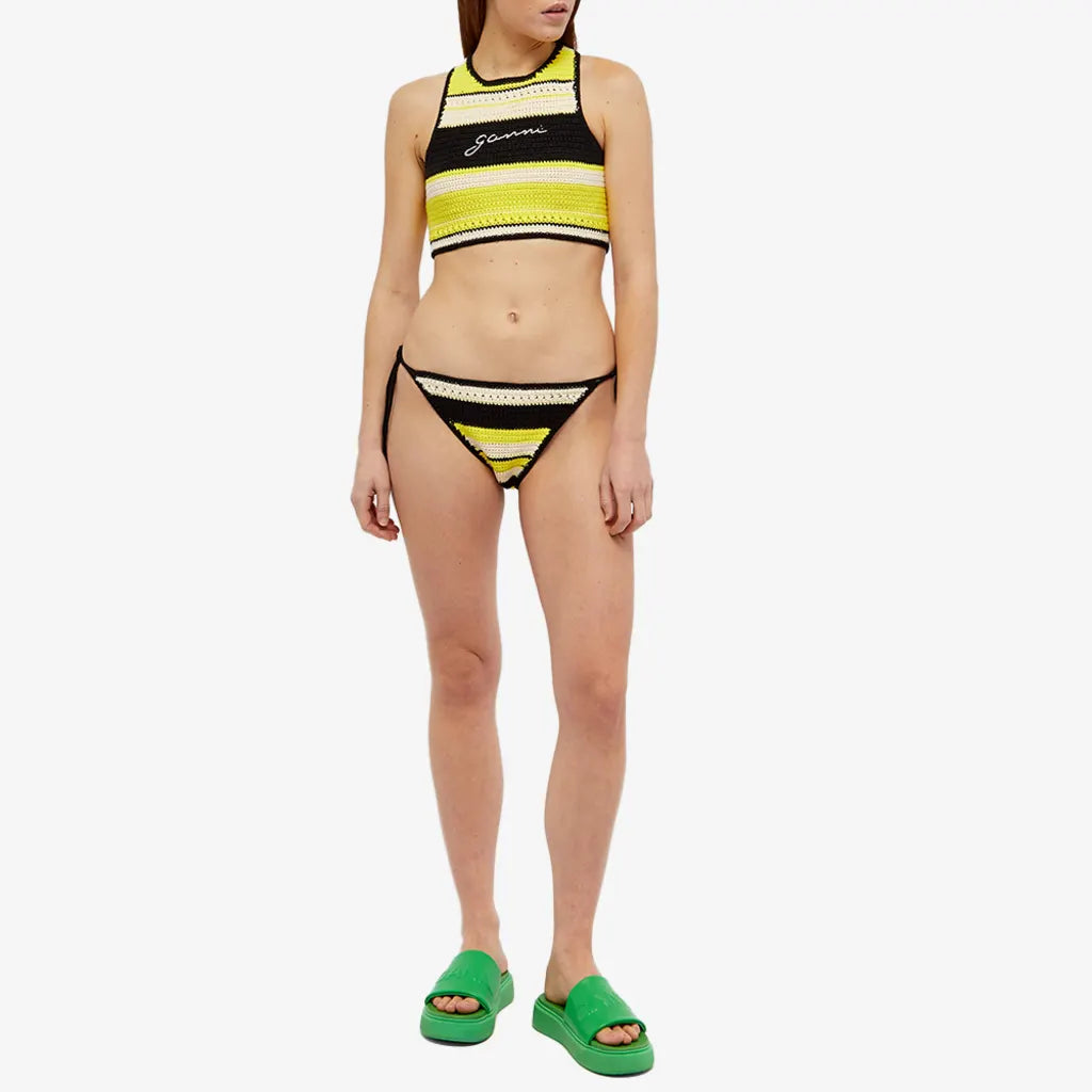 Ganni Crochet String Bikini Briefs 'Golden Kiwi'