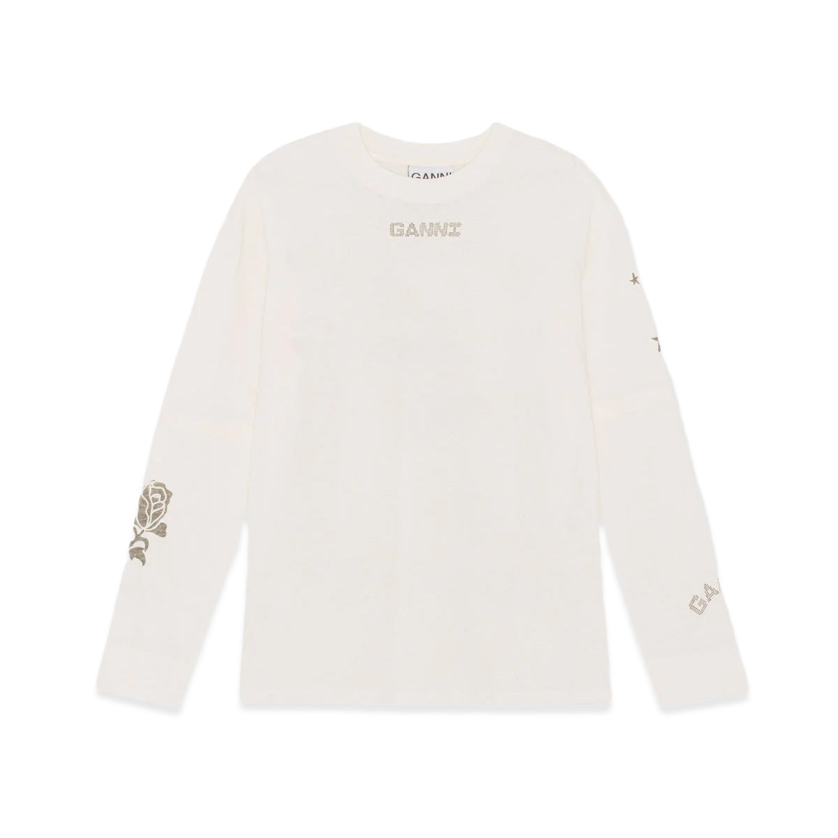 Ganni Light Jersey Layered Long Sleeve T-Shirt 'Vanilla Ice'