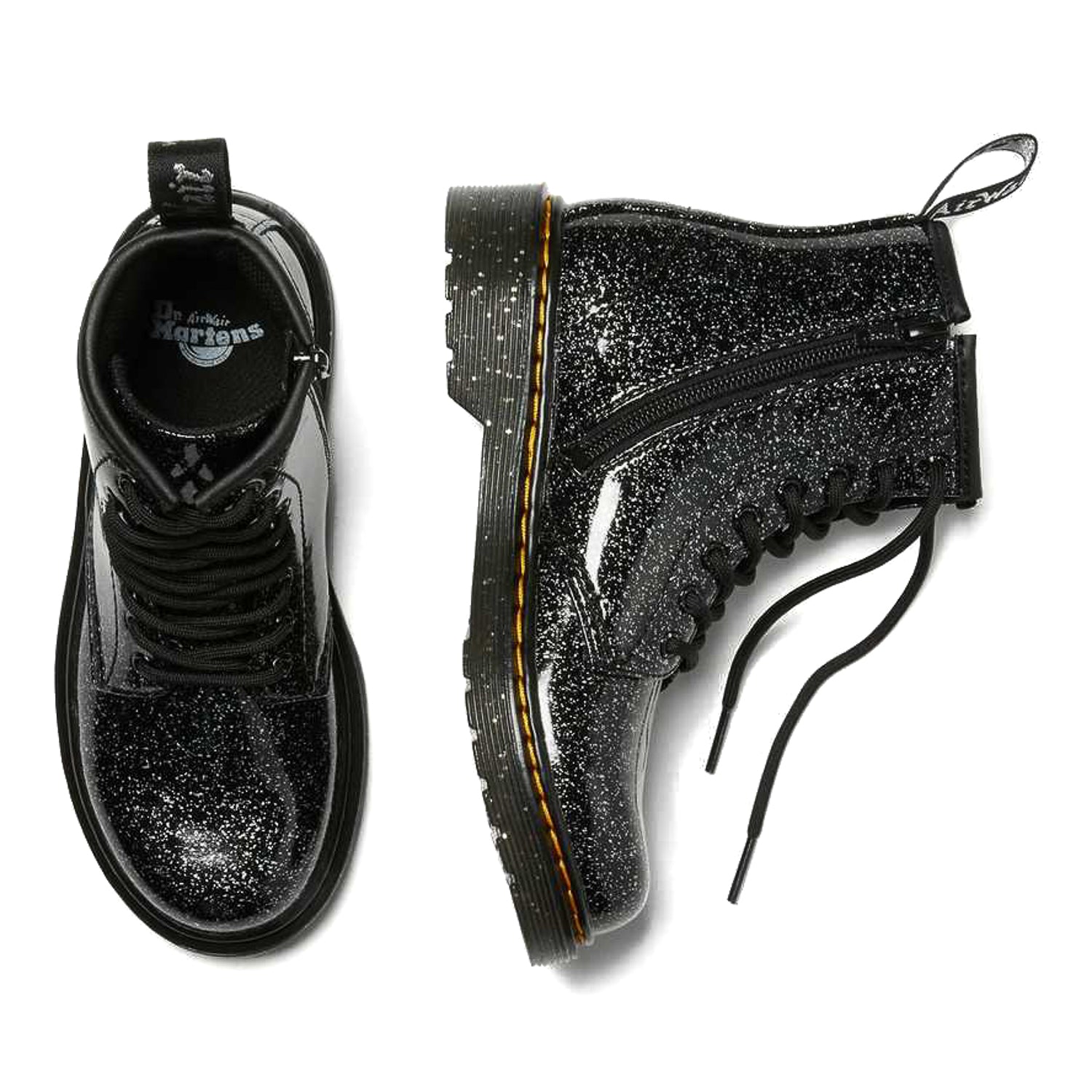 Youth Dr. Martens Junior 1460 Glitter Lace Up Boots 'Black Cosmic Glitter'