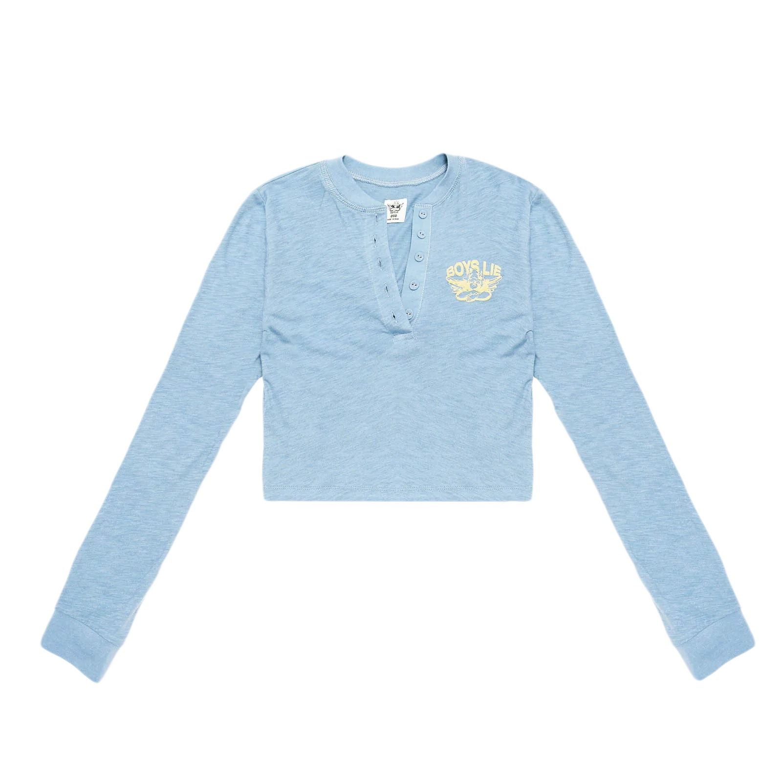 Boys Lie Crop Henley 'Misty Blue'