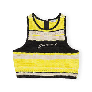
                  
                    Load image into Gallery viewer, Ganni Crochet Racerback Bikini Top &amp;#39;Golden Kiwi&amp;#39;
                  
                