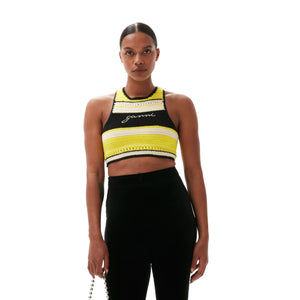 
                  
                    Load image into Gallery viewer, Ganni Crochet Racerback Bikini Top &amp;#39;Golden Kiwi&amp;#39;
                  
                