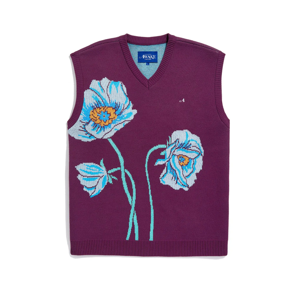 Awake Floral Sweater Vest 'Magenta'