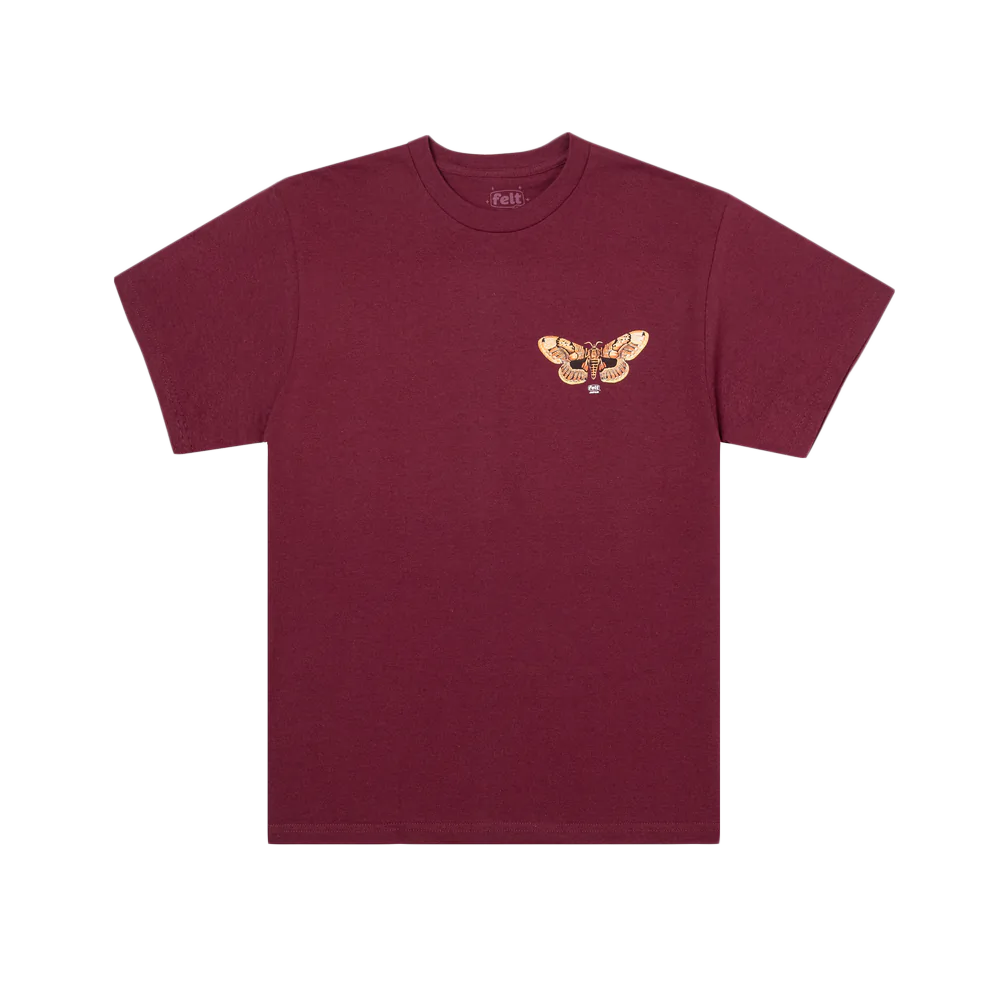 Felt Bush Moth T-Shirt 'Maroon'