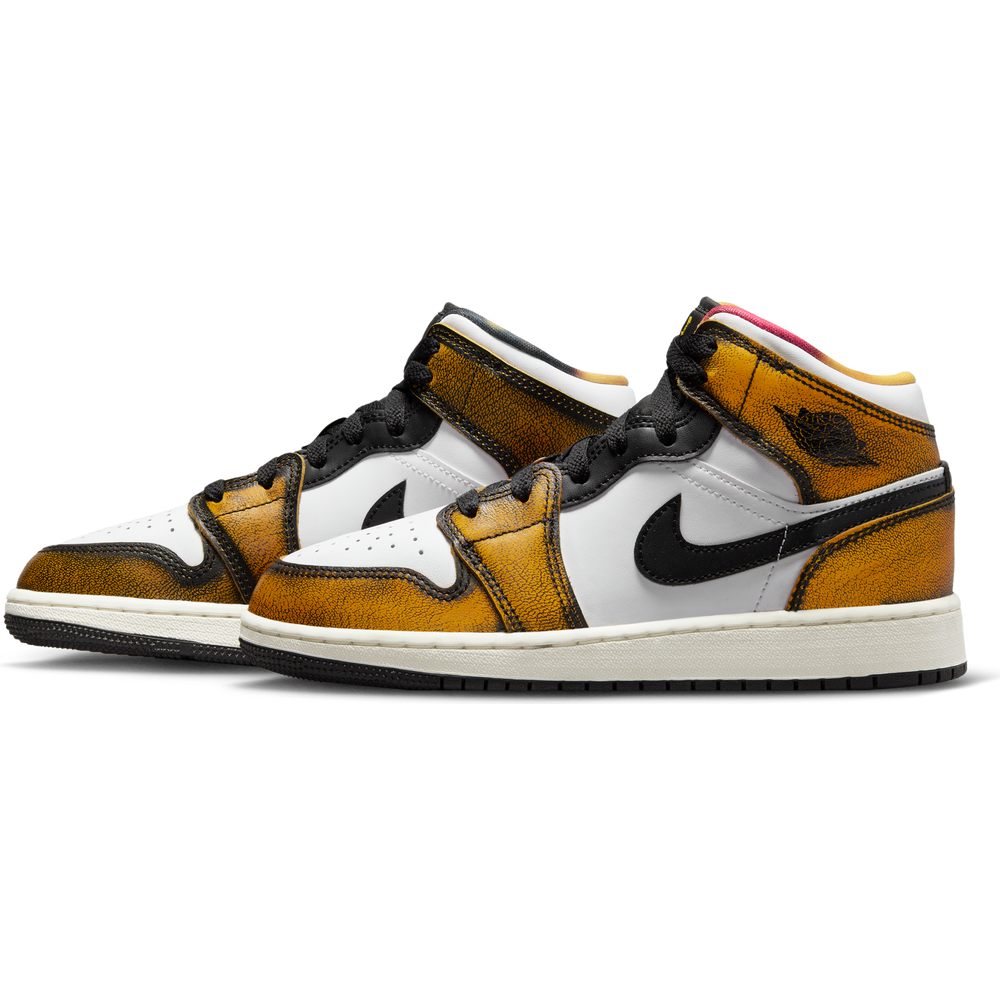 
                  
                    Load image into Gallery viewer, Youth Air Jordan 1 Mid SE (GS) &amp;#39;Orange Wear Away&amp;#39;
                  
                