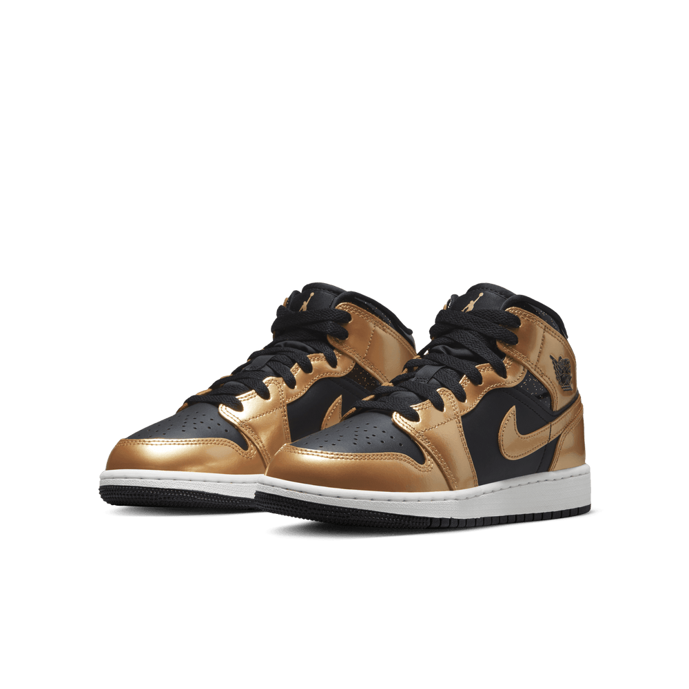 
                  
                    Load image into Gallery viewer, Youth Air Jordan 1 Mid SE &amp;#39;Metallic Gold&amp;#39;
                  
                