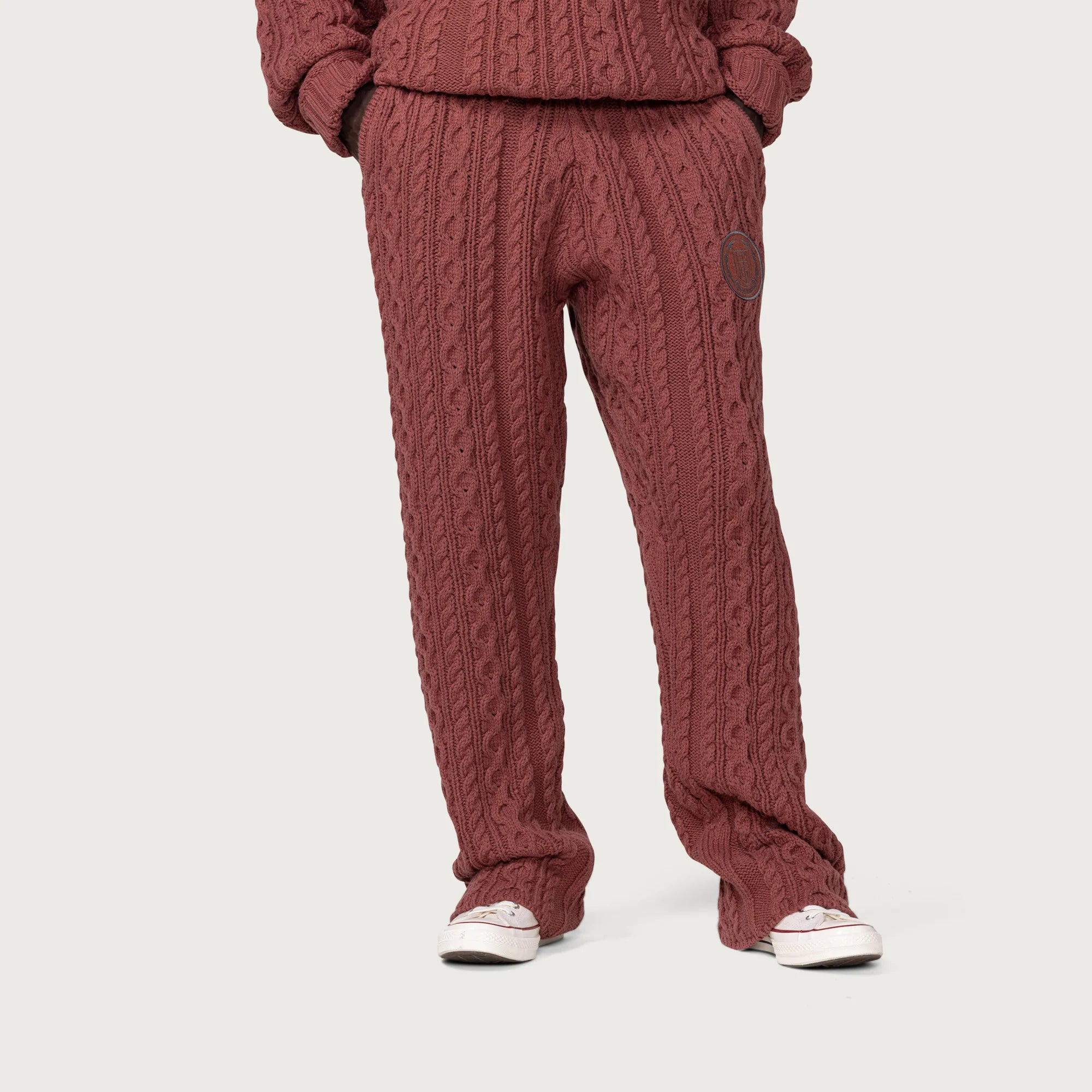 Honor The Gift Year Round Cable Knit Pants 'Maroon'