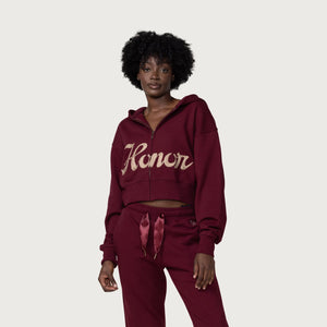 
                  
                    Load image into Gallery viewer, Womens Honor The Gift Cropped Hoodie &amp;#39;Burgundy&amp;#39;
                  
                