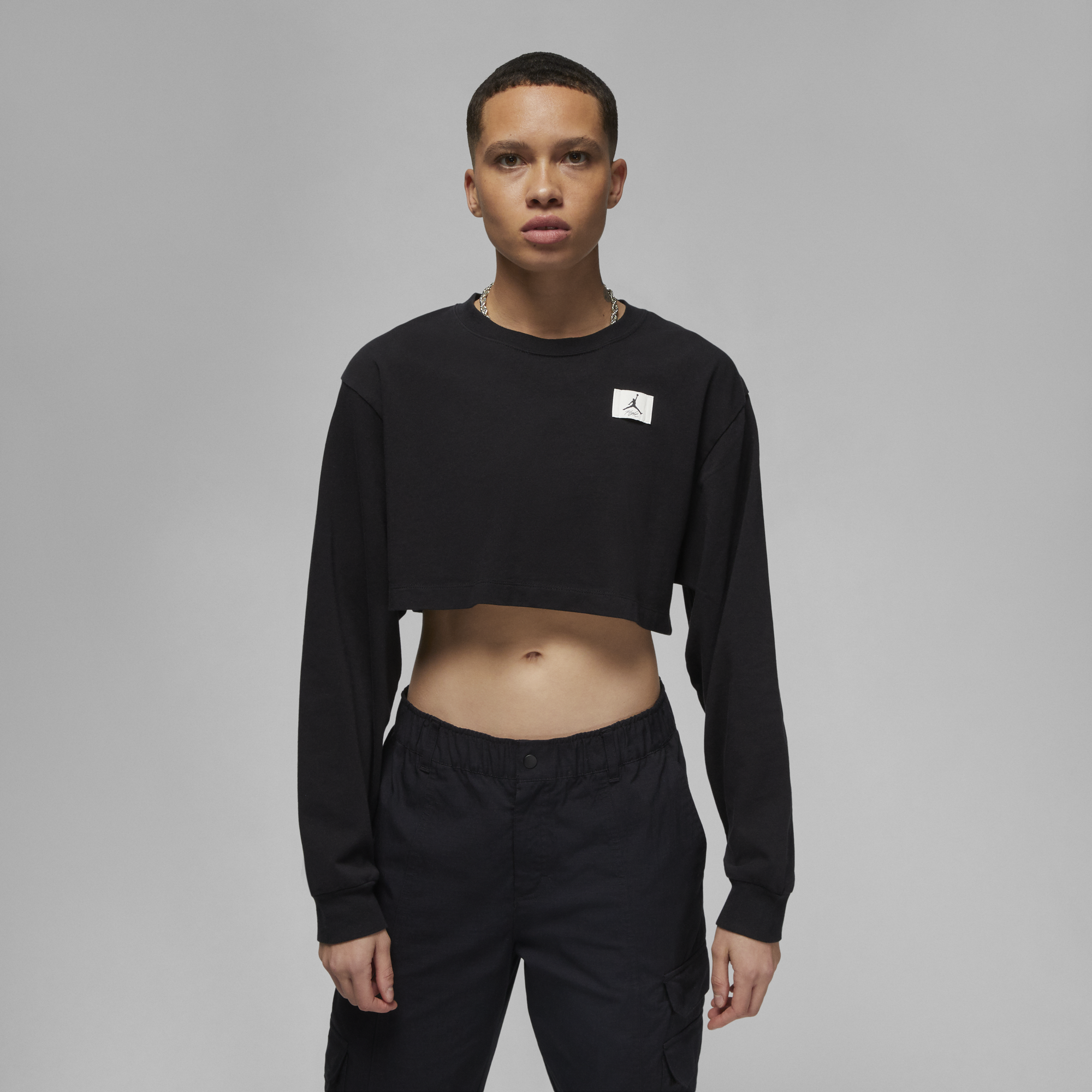 Womens Jordan Flight Cropped Crewneck 'Black'