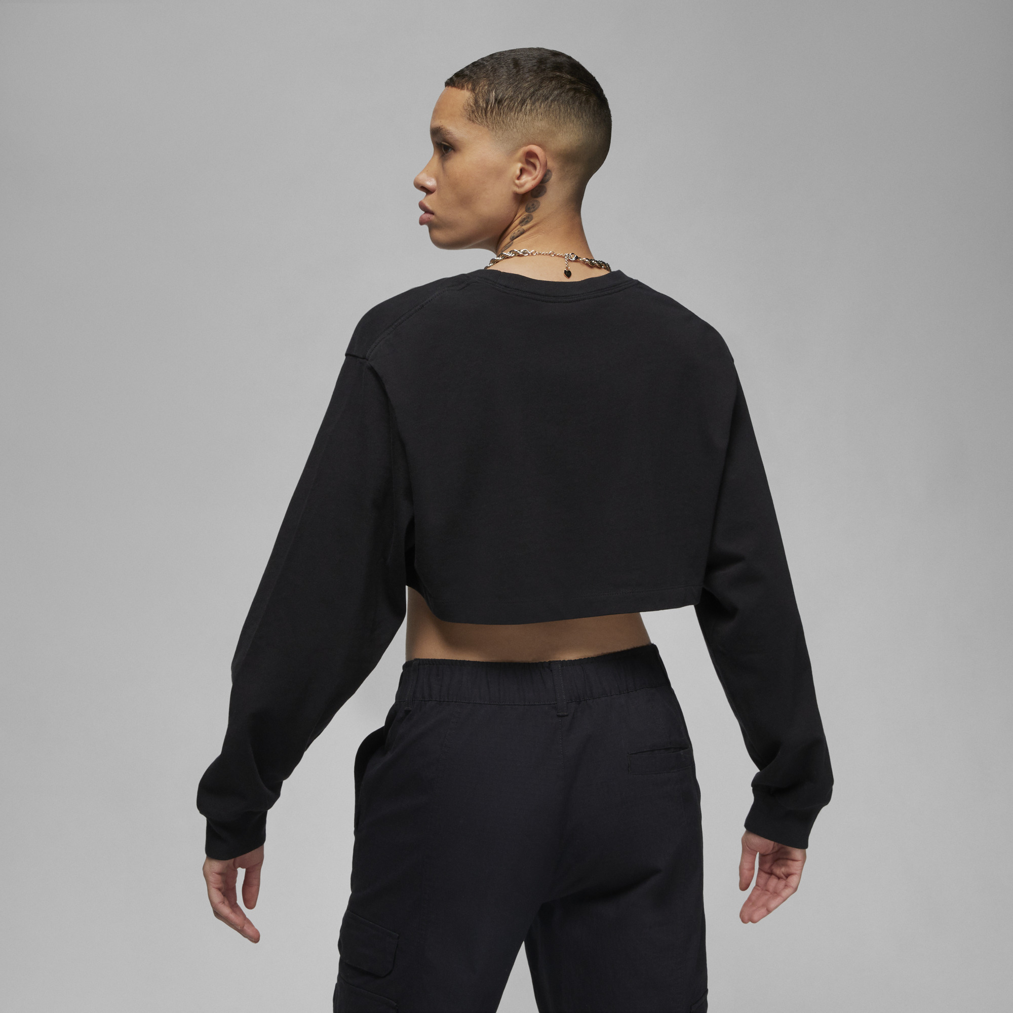 Womens Jordan Flight Cropped Crewneck 'Black'