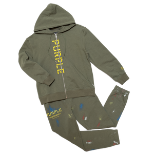 
                  
                    Load image into Gallery viewer, Purple Brand French Terry Military Stencil W/ Paint Joggers
                  
                