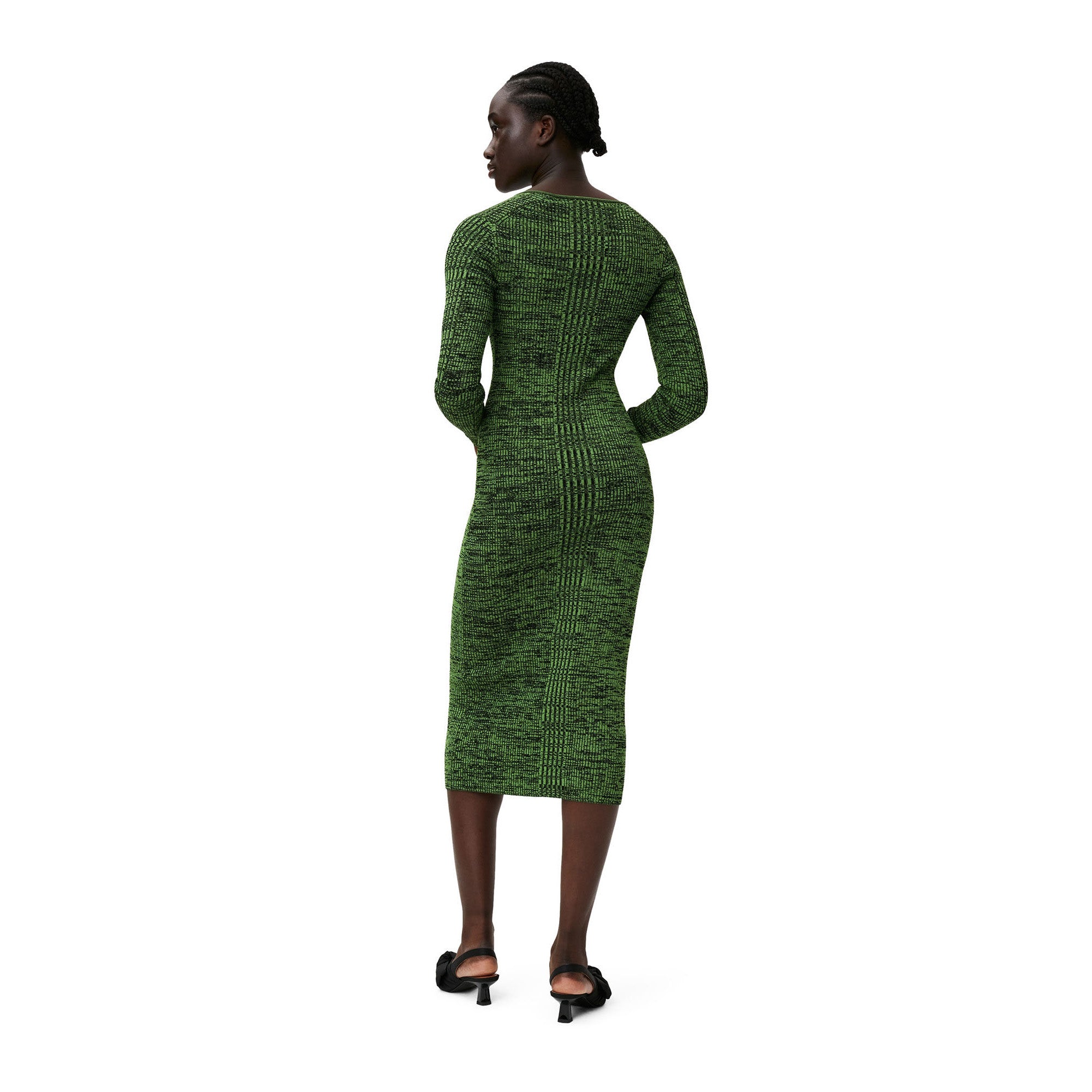 Ganni Melange Knit Dress 'Green'